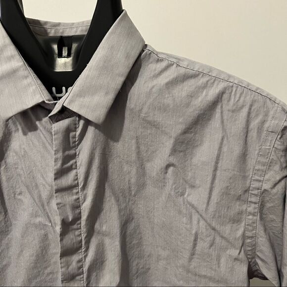 Zara Mens Large Long Sleeve Button Up Dress Shirt Gray Color Slim Fit - Picture 3 of 5